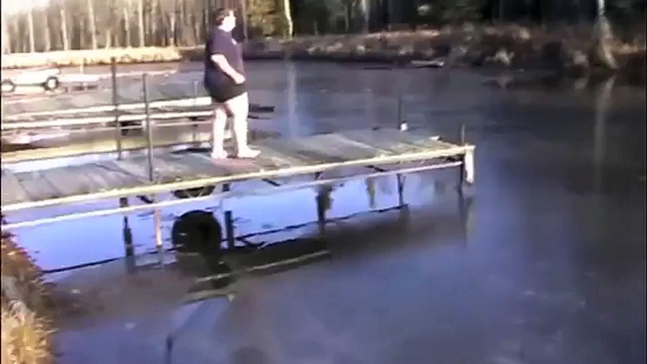 Fat Guy jumping onto ICE