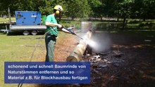 Baumstämme entrinden / Baumrinde entfernen per Profi-Hochdruckreiniger von stadiko