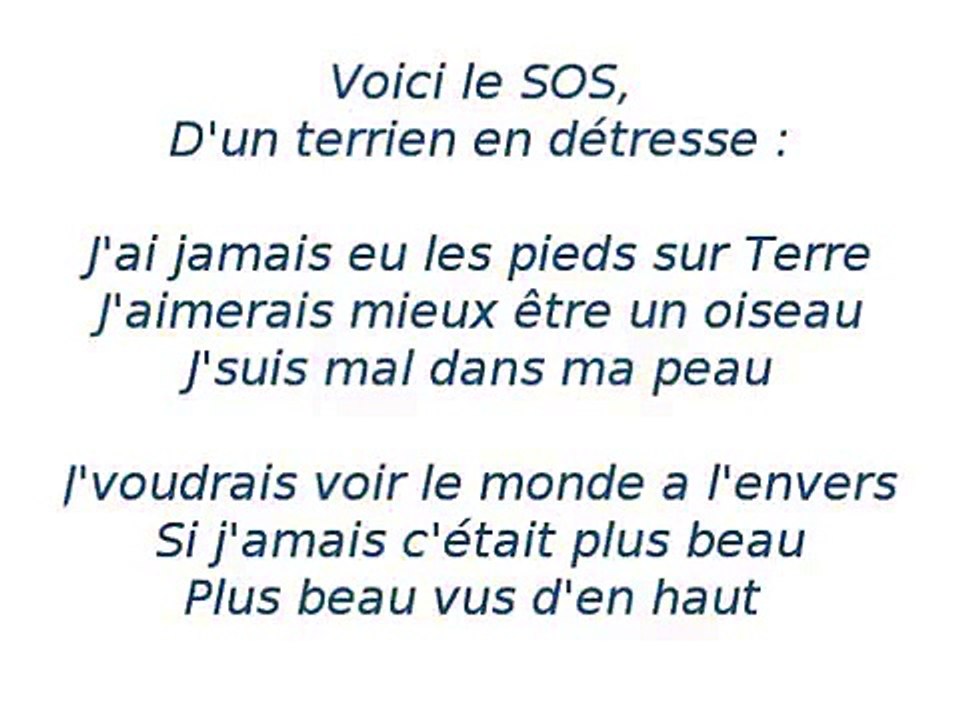 Parole Sos D Un Terrien En Détresse Grégory Lemarchal - SOS d'un terrien détresse - Lyrics - video Dailymotion
