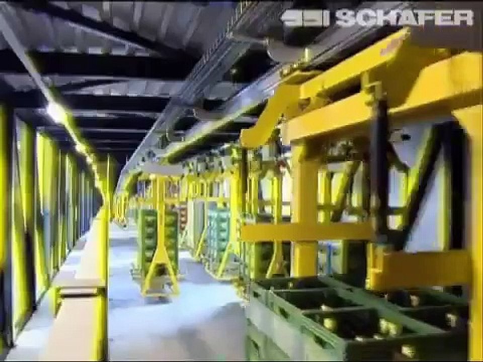 Elektrohängebahn, Hochregallager, in der Getränkeindustrie bei Carlsberg