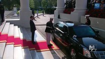 Botswana minister of foreign affairs Phandu Tombola Chaka Skelemani arrives at the White House Diner