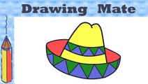 How to draw a SOMBRERO. Animated drawing lessons for kindergarten and elementary school children.