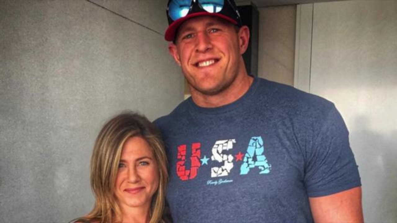 NFL's J.J. Watt meets lifelong celebrity crush Jennifer Aniston