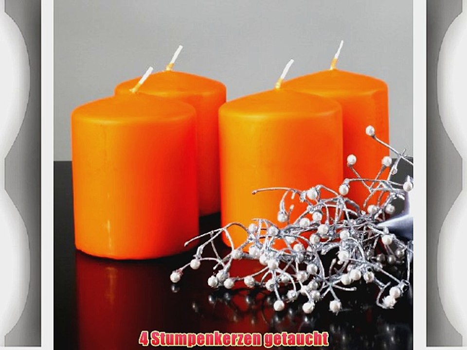 Kerzen Safe Candle Markenkerzen Adventskerzen Stumpenkerzen 100/80 mm mandarine orange 4 Stk.