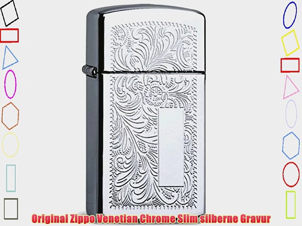 Original Zippo Venetian Chrome Slim silberne Gravur