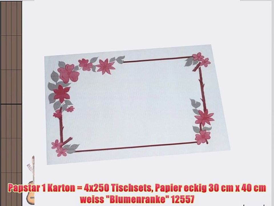 Papstar 1 Karton = 4x250 Tischsets Papier eckig 30 cm x 40 cm weiss Blumenranke 12557