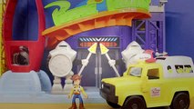 Disney Pixar Toy Story Car McQueen Saves Buzz Lightyear From Imaginext Joker Bad Guy Warri
