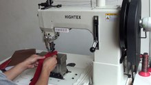 Post bed twin needle triple feed leather sewing machine with large oscillating Barrel shuttle