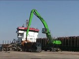 SENNEBOGEN - Timber Handling: Material Handler 870 Mobile with 3,0 m² loggrab in ship  loading