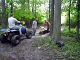 Polaris Scrambler 4x4 2 Stroke Takes on Deep Mud Hole