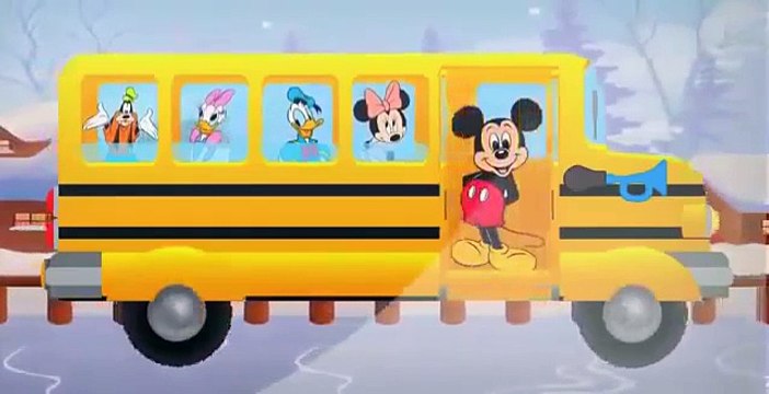 Wheels on the bus go round and round song Mickey Mouse Nursery Rhymes for Kids