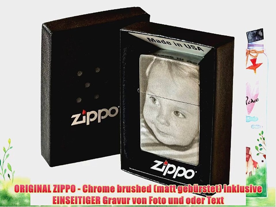 Original Zippo Feuerzeug mit EINSEITIGER Wunsch Gravur Fotogravur chrom brushed