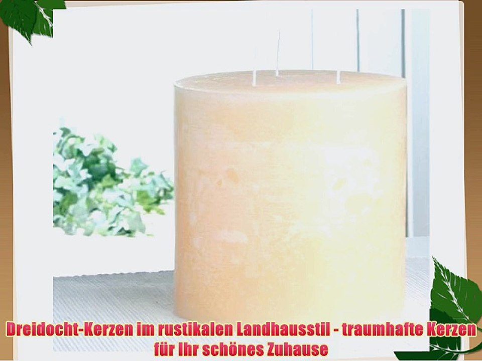 Rustik-Dreidochtkerze 15 x 15 cm ? creme