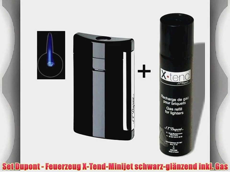 Set Dupont - Feuerzeug X-Tend-Minijet schwarz-gl?nzend inkl. Gas
