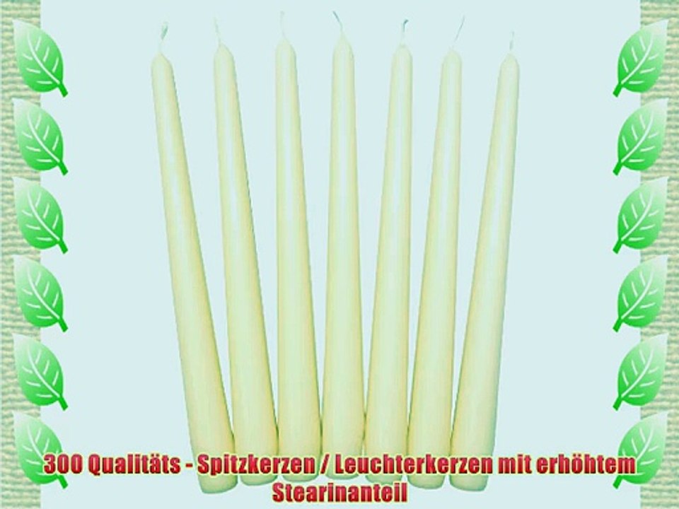 300 Gies Premium -Spitzkerzen / Leuchterkerzen creme 250 x 22mm Sonderposten in neutraler Verpackung