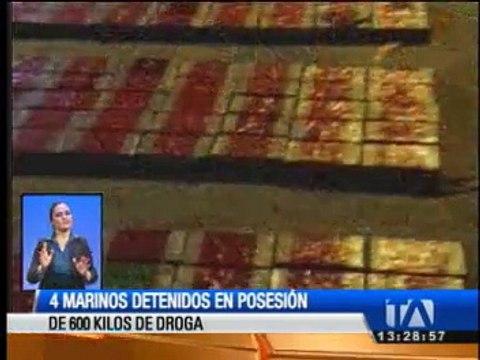 Cuatro marinos fueron detenidos en posesión de 600 kilos de cocaína
