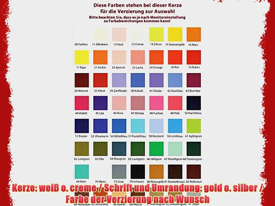 Hochzeitskerze Traukerze Kerze zur Hochzeit 2282