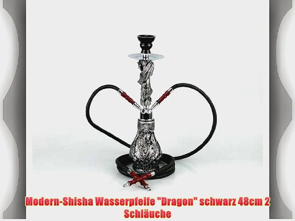 Modern-Shisha Wasserpfeife Dragon schwarz 48cm 2 Schl?uche