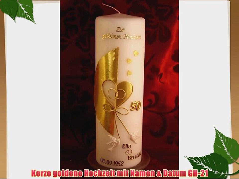 Kerze goldene Hochzeit mit Namen