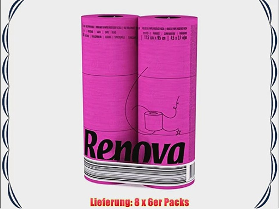 48 Rollen RENOVA farbiges buntes Toilettenpapier - FUCSIA / PINK