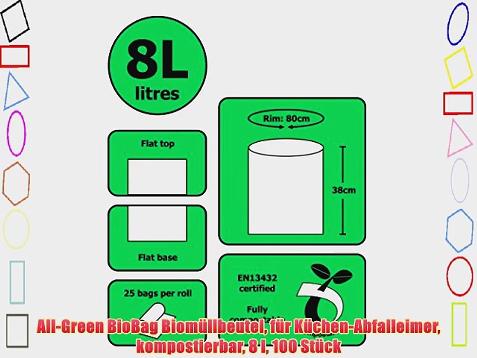 All-Green BioBag Biom?llbeutel f?r K?chen-Abfalleimer kompostierbar 8 l 100 St?ck
