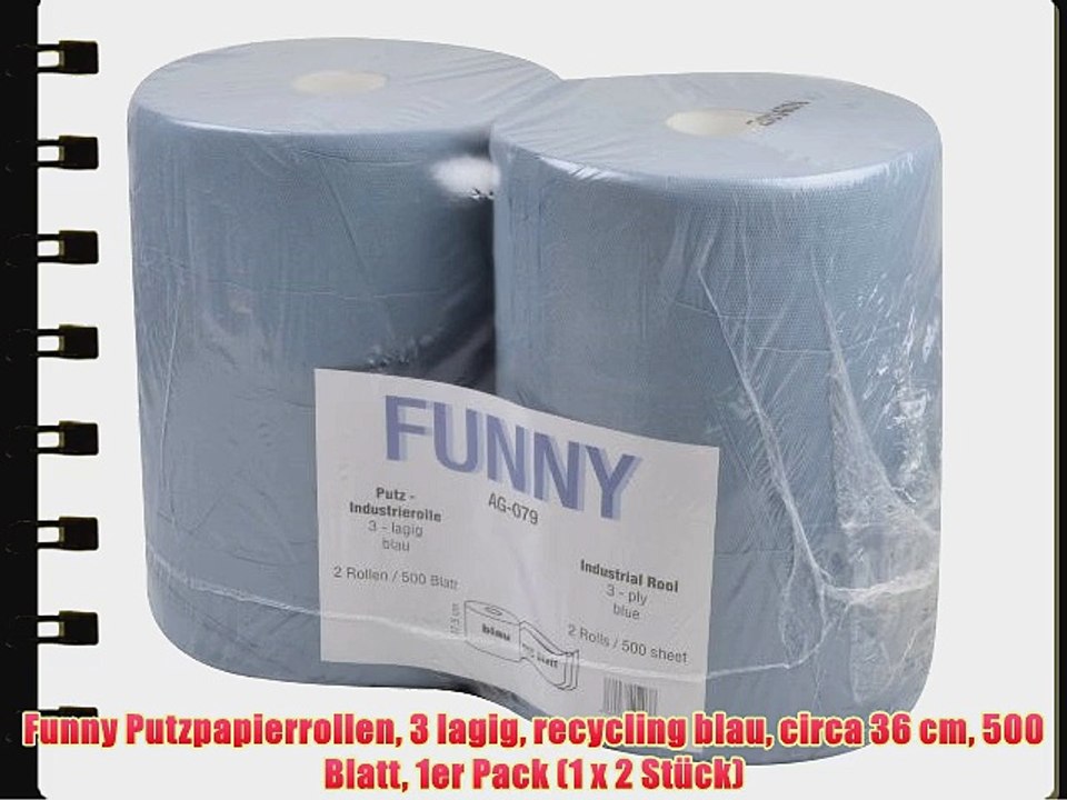 Funny Putzpapierrollen 3 lagig recycling blau circa 36 cm 500 Blatt 1er Pack (1 x 2 St?ck)