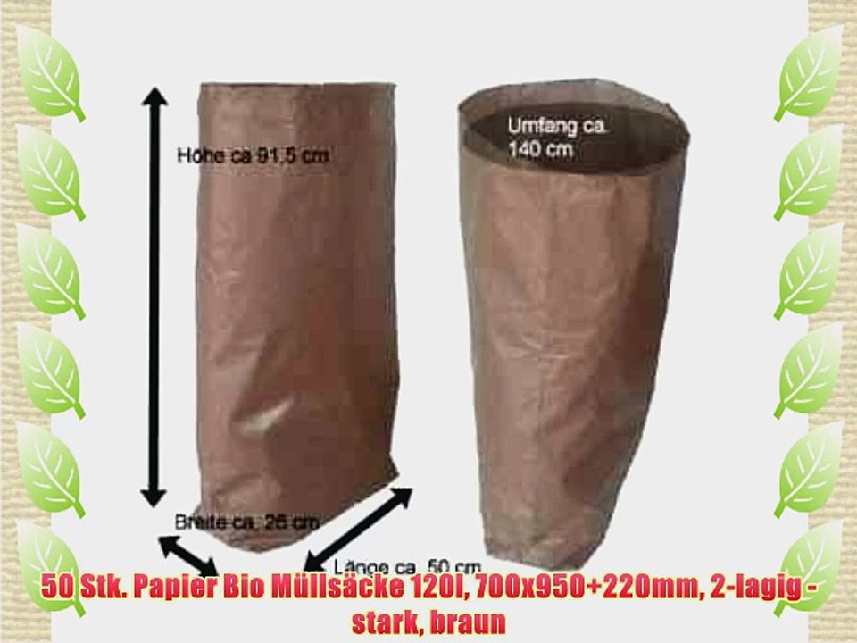 50 Stk. Papier Bio M?lls?cke 120l 700x950 220mm 2-lagig - stark braun
