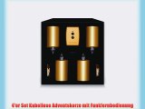 Krinner Lumix Advent 74053 4x goldene Stumpenkerzen mit Fernbedienung und Batterie f?r Adventskranz