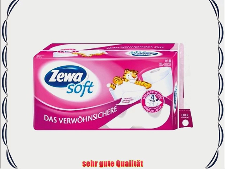 Zewa Soft Toilettenpapier Das Verw?hnsichere 4-lagig 16 Rollen ? 150 Blatt