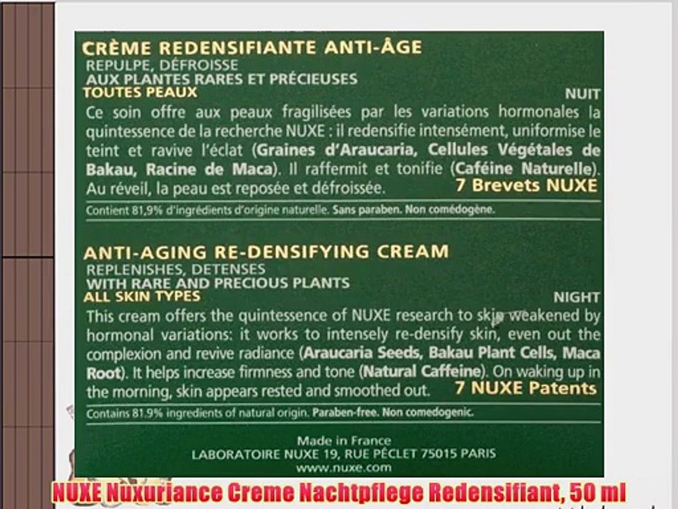 NUXE Nuxuriance Creme Nachtpflege Redensifiant 50 ml