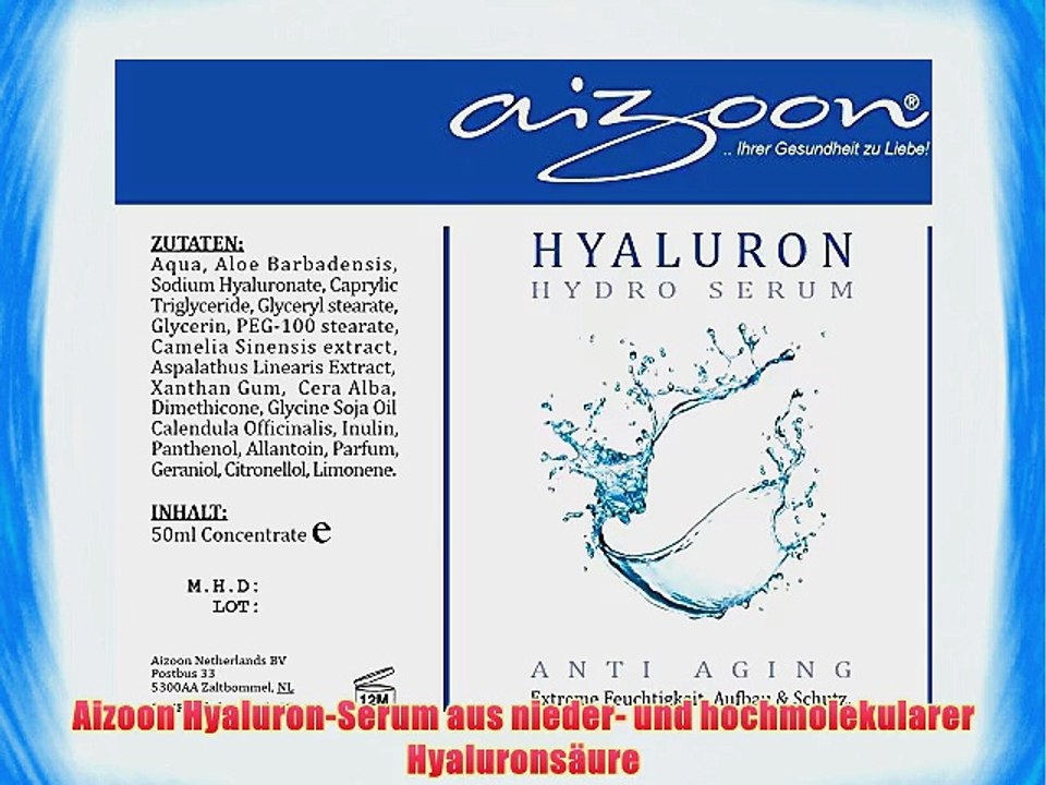 Aizoon 2x 50ml Hyaluron SERUM Hyalurons?ure Konzentrat Complex GEL Anti Aging