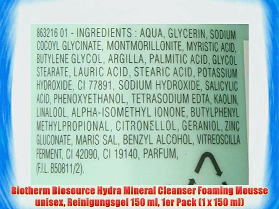 Biotherm Biosource Hydra Mineral Cleanser Foaming Mousse unisex Reinigungsgel 150 ml 1er Pack