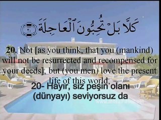 Kur'an-ı Kerim Kıyamet Suresi.