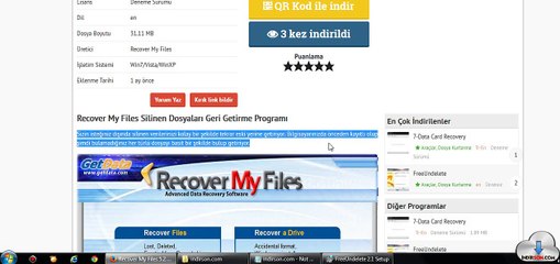 FreeUndelete kullanimi kurulumu
