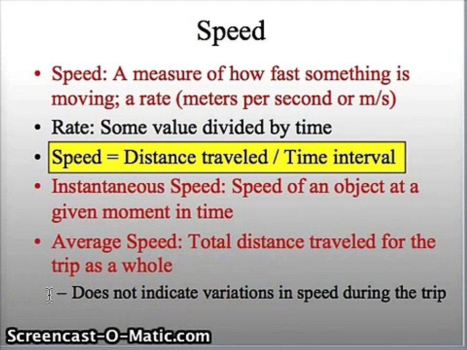 Speed, Velocity, and Acceleration