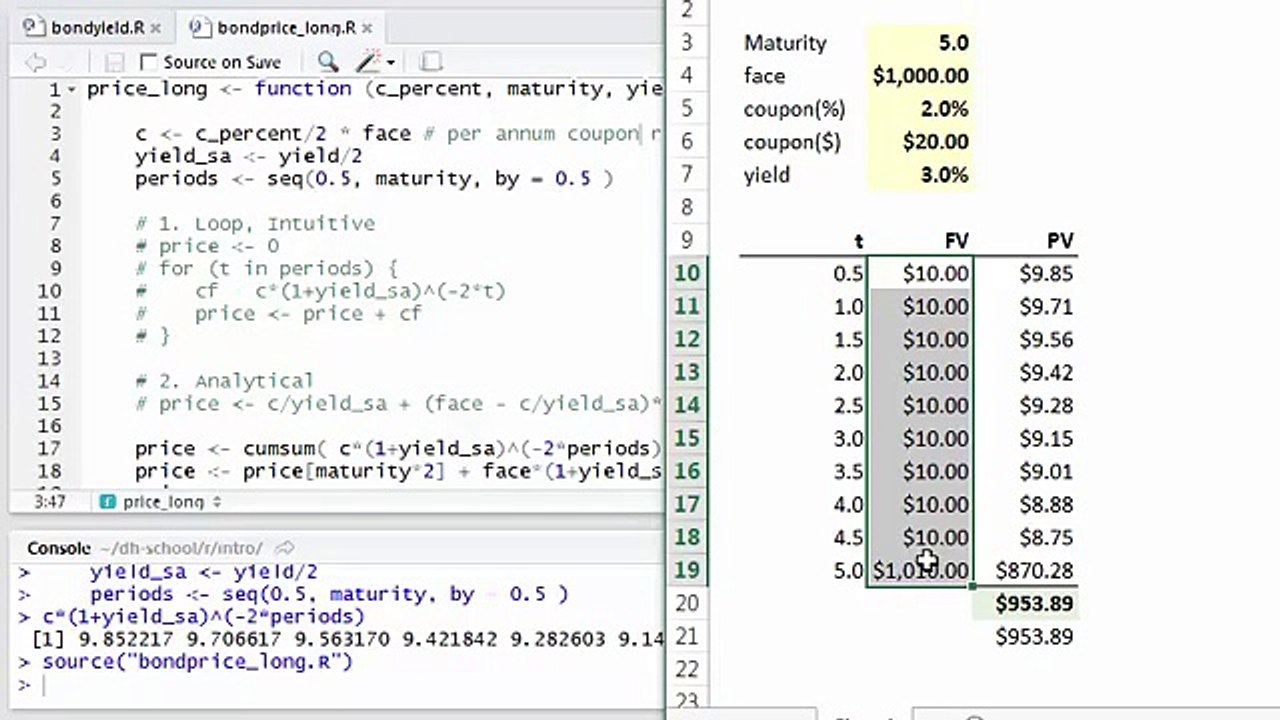 R Programming: Intro: Bond Price