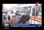 Choferes de Orión y mototaxistas pelean por paraderos en Ate