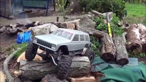 Two RC Jeep Cherokee XJ Rock Crawler 4x4 Trucks Axial SCX10 Honcho And Exceed Mad Torque
