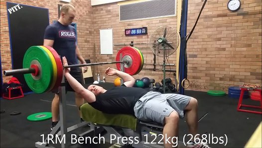 1st 1rm Bench Press 122kg 268lbs Starting Strength Video
