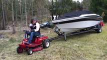 Can a lawn mower pull a speedboat? Will This Work? Pulling Power!