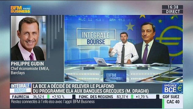 Spéciale BCE: je crois que le relèvement du plafond des prêts accordés aux banques grecques est un geste très positif : Philippe Gudin – 16/07