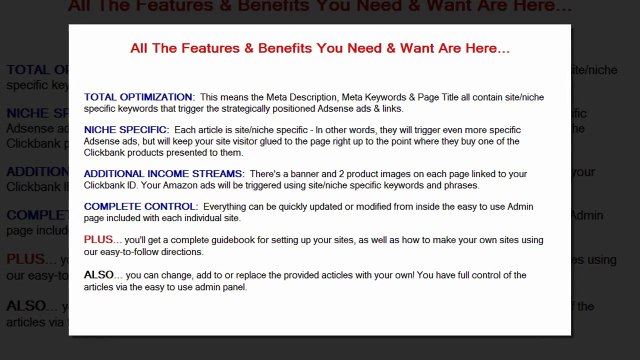 →47Money-Making Site Fully Optimized For Adsense, ClickBank And Amazon