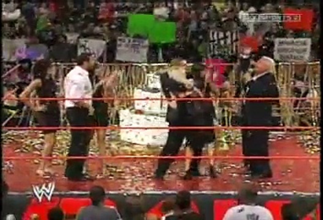 Triple H celebrates With Evolution&Randy orton segment
