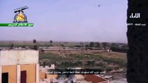 شاهد كيف تم استهداف عجلة تابعة ل داعش بصاروخ كورنيت من قبل كتائب حزب الله