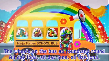 Cartoon Ninja Turtles Wheels on the bus Kinder Surprise Eggs Song Kids songs Cartoons Bus