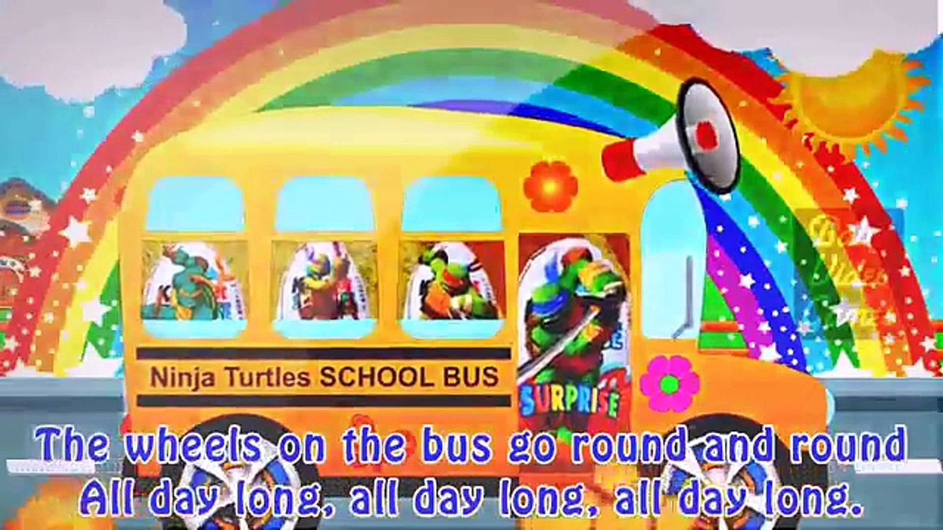 ⁣Cartoon Ninja Turtles Wheels on the bus Kinder Surprise Eggs Song Kids songs Cartoons Bus