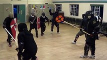 Swords & shields VS short spears - HEMA team melee fights