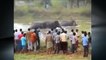 Angry elephant charges on shore and stomps man to death | Elephant Attacks Crowd Of People In India