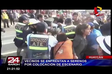 Huaycán: pobladores se enfrentan a serenos por colocación de escenario