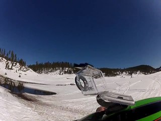 Snowmobile skipping water in the BlackHills